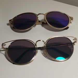 Two for one multi color lens, gold frames sunnies!